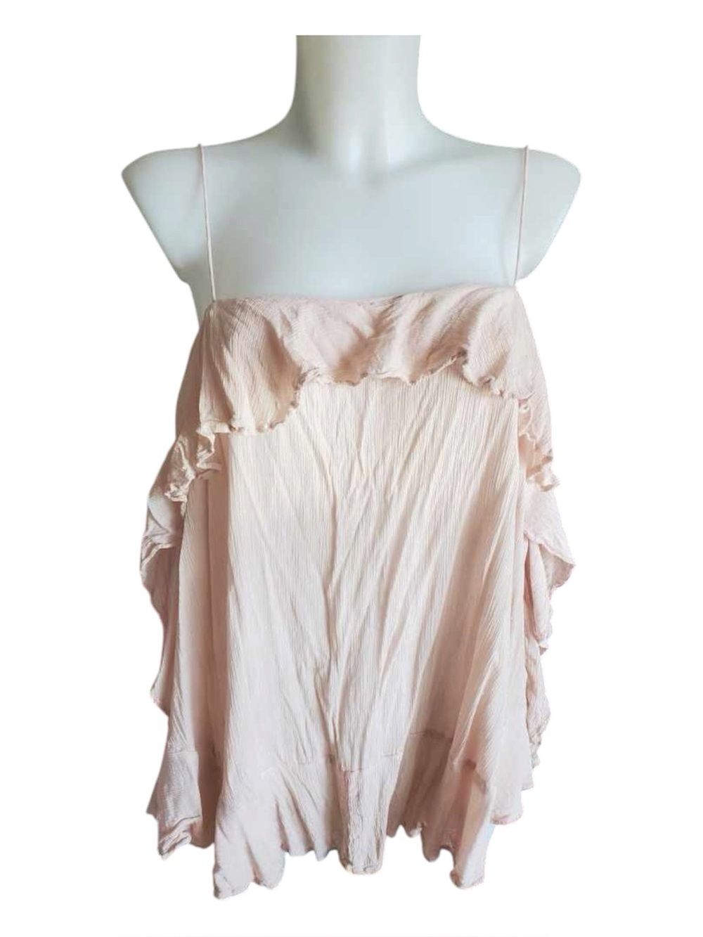 Free People Intimately Light Pink Cami Sleeveless Flowy Ruffle Top Large